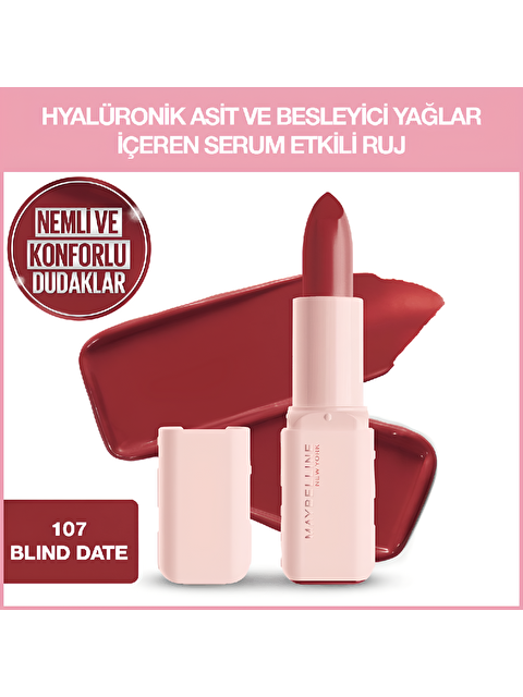 Maybelline New York Serum Etkili Hyalüronik Asit ve Besleyici Yağ İçeren Ruj - 107 Blind Date - S000486114-26865