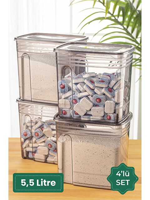 Meleni Home 4'lü Set - Jumbo Toz ve Tablet Deterjan Saklama Kabı 4x5,5 lt - S000081151-29666
