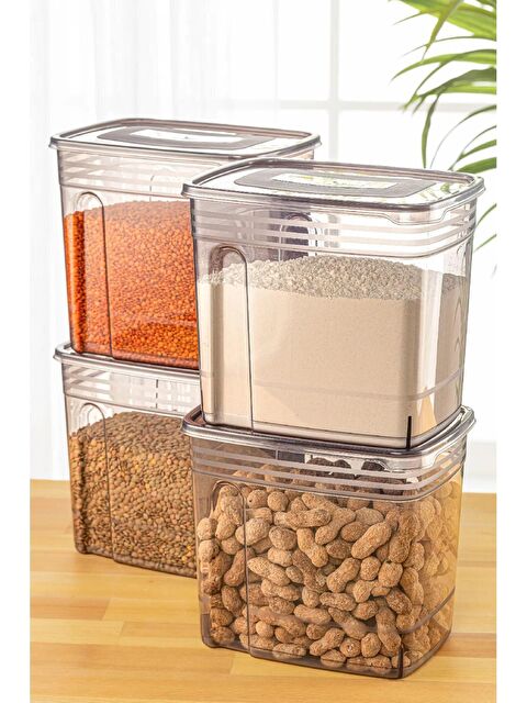 Meleni Home 4'lü Jumbo Boy Lena Un Kabı - Kapaklı Erzak Bakliyat Saklama Kabı 4x5,5 lt - S000080450-29666