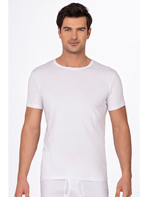 Kompedan Erkek Yuvarlak Simit Yaka Pamuklu Modal Tişört Fanila - S000162119-20063
