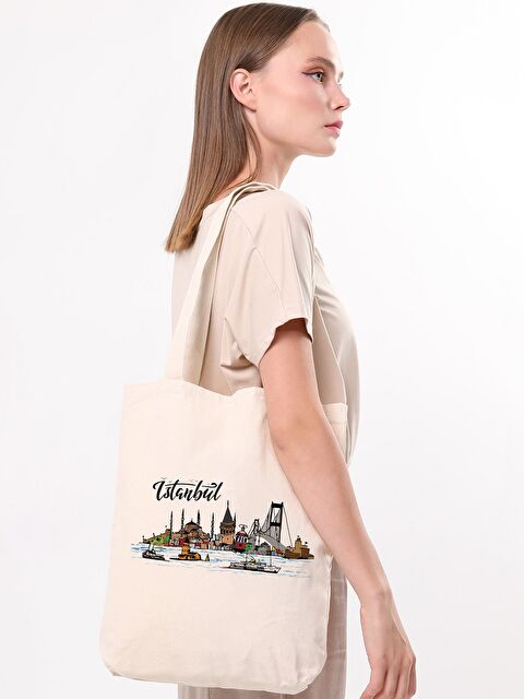 Bagg Kanvas Renkli İstanbul Baskılı Bez Çanta - S000148842-19966