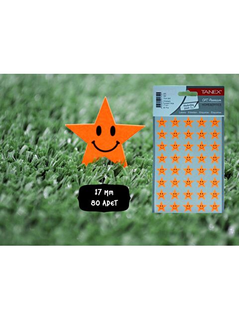 Tanex TNX-305 Flo Yıldız Turuncu Gülen  Etiketi 17 Mm 80 Adet - S000079897-20013