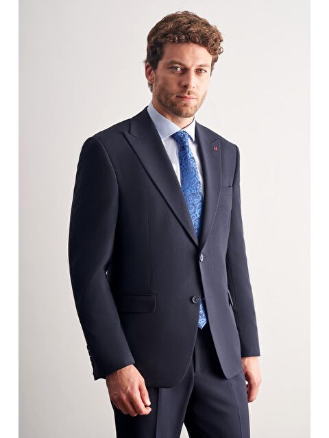 İMZA Lacivert Kırlangıç Yaka Tam Astar 6 Drop Slim Fit Takım Elbise 1001255162 - S000448196-21164