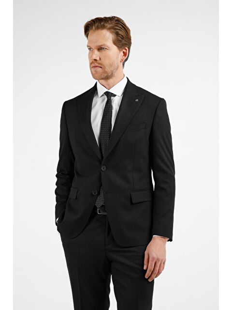 İMZA Siyah Kırlangıç Yaka Tam Astar 6 Drop Slim Fit Takım Elbise 1001255162 - S000448196-19351