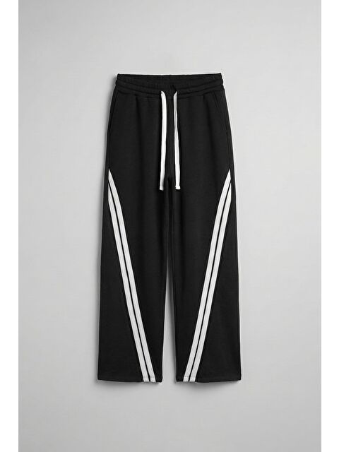 Abluka Online Baggy Fit Şerit Detaylı Duo Jean Siyah - S000240457-19351