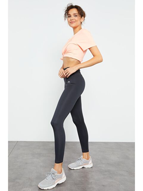 Tommylife Antrasit Yüksek Bel Streç Slim Fit Dar Paça Kadın Tayt - 94545 - S000032277-29666