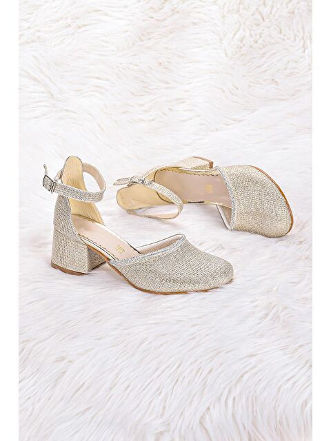 Kiko Kids Ressa Çupra Taşlı Kız Çocuk 5 Cm Topuklu Sandalet Abiye Ayakkabı - S000003031-20076