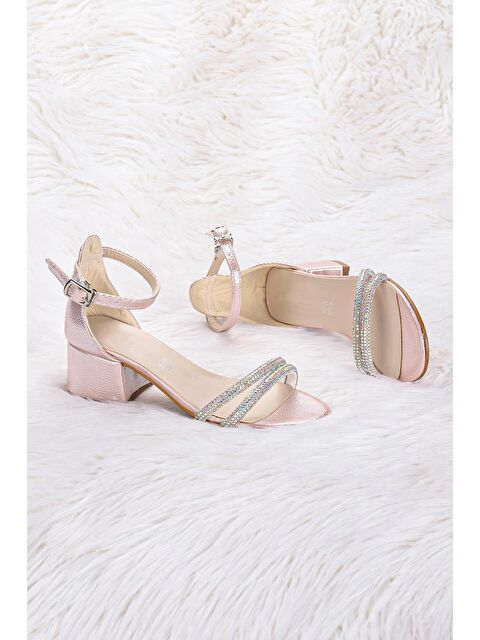 Kiko Kids Sarer Vakko Taşlı Kız Çocuk 3 Cm Topuklu Sandalet Abiye Ayakkabı - S000010060-23490