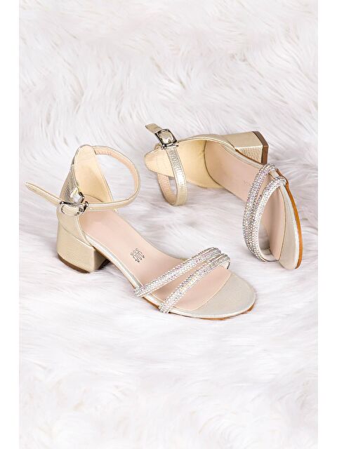 Kiko Kids Sarer Vakko Taşlı Kız Çocuk 3 Cm Topuklu Sandalet Abiye Ayakkabı - S000010060-20076