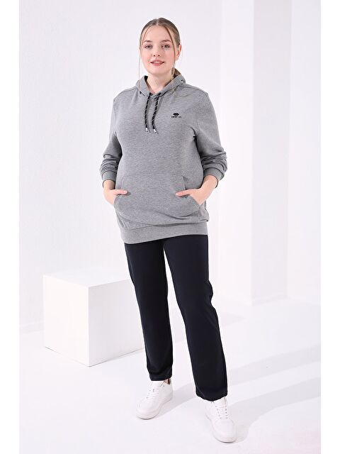 Tommylife Lacivert Klasik Paça Taş Detaylı Kadın Büyük Beden Eşofman Alt  - 94040 - S000028476-21164