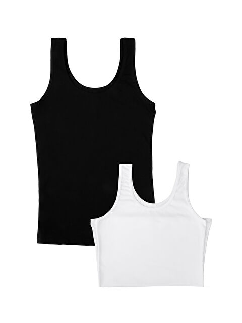 Dominant Kadın Siyah Beyaz Geniş Askılı Atlet Pamuklu 2'Li - S000058056-37424