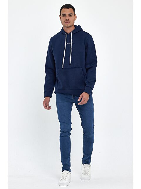 Süperlife Kapüşonlu Regular Fit İçi Polarlı 3 İplik Orta Brooklyn Baskılı Erkek Hoodie spr24sw13 - S000071937-21164