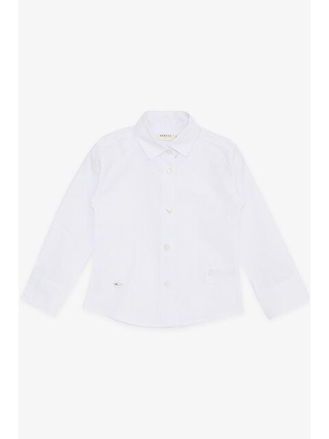 Breeze Kız Çocuk Gömlek Düğmeli Armalı Beyaz (3-7 Yaş) - S000080810-20063