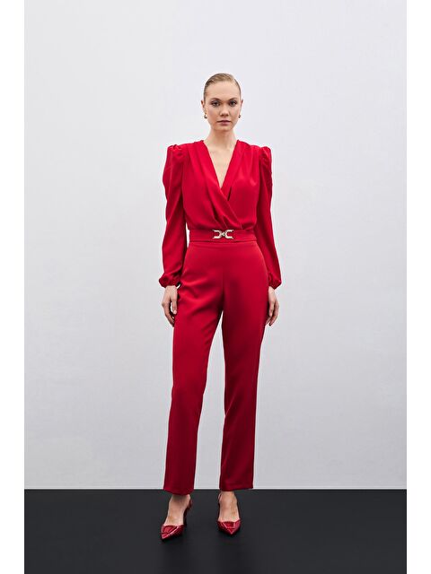 SATEEN Aksesuar Detaylı Pantolon - Kırmızı - S000323760-20045