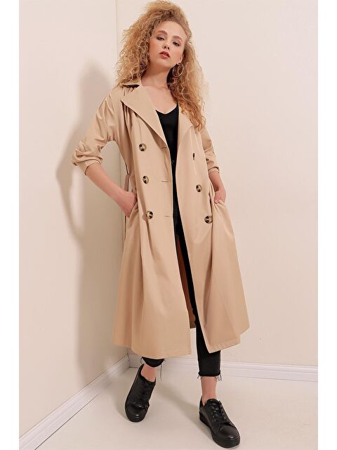 Bigdart 5853 Kruvaze Yaka Trençkot - Vizon - S000085404-26429