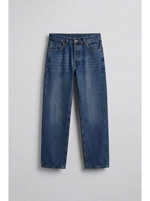 Abluka Online Erkek Baggy Fit Jean Koyu Mavi - S000497014-19393