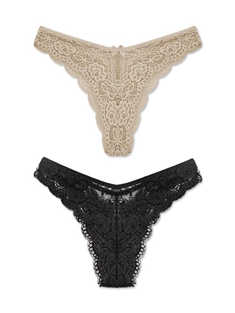 Hnx Brazilian Dantelli Yüksek Bel Kadın Külot 2’li - S000037791-37423