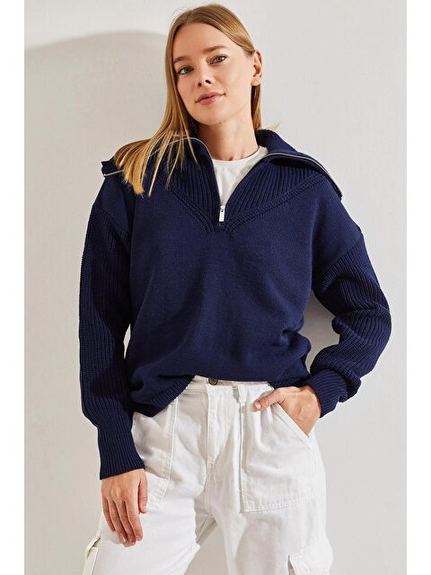 SHADE Kadın Balıkçı Yaka Fermuarlı Triko Kazak - S000106223-21164