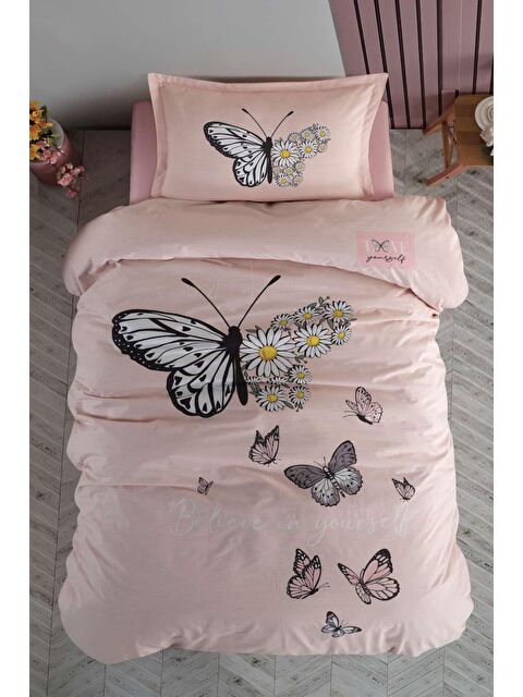 Clasy %100 Pamuk Nevresim Takımı Tek Kişilik Daisy Love Somon - S000106229-24085