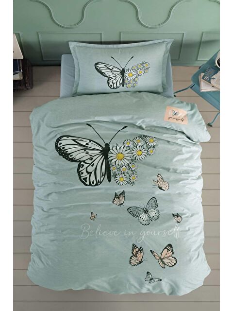 Clasy %100 Pamuk Nevresim Takımı Tek Kişilik Daisy Love Mint - S000106230-29488