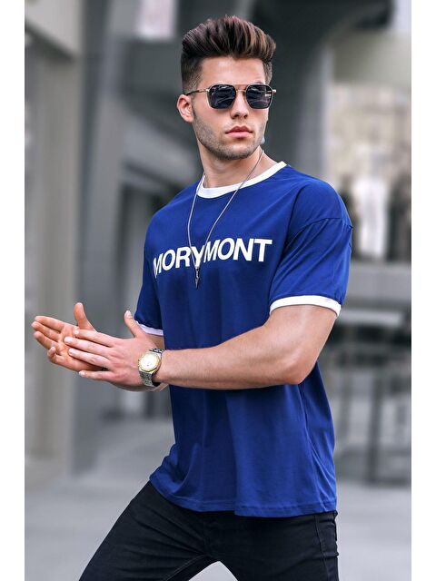 Madmext Lacivert Baskılı Regular Fit Tişört 5884