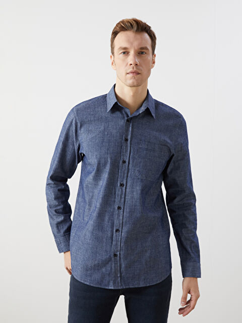 KOOR Erkek Klasik Jean Gömlek Yıkamalı EG171