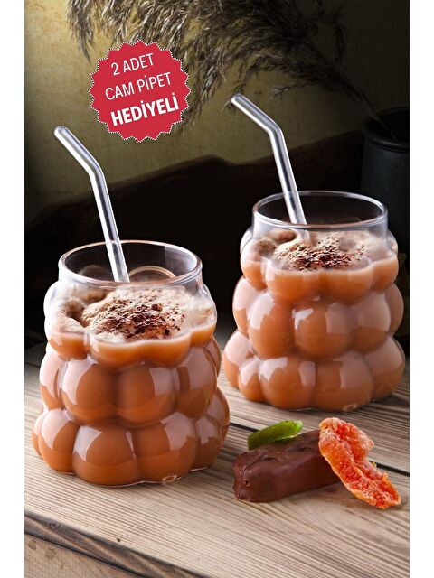 Nandy Home 2 Adet Üzüm Model Borosilikat ve Soğuk-Sıcak Kahve Bardağı  350 Ml - S000065526-26865