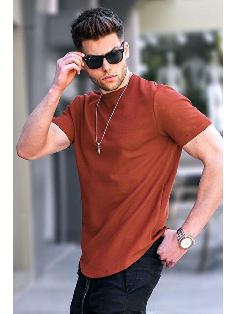 Madmext Kiremit Waffle Kumaş Basic Tişört 5883 - S000016105-18657