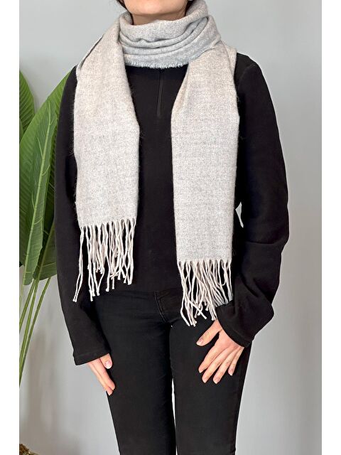 Remsa Mayo Püsküllü Buklet Atkı Şal 45X200 cm 1285 Gri - S000121383-20600