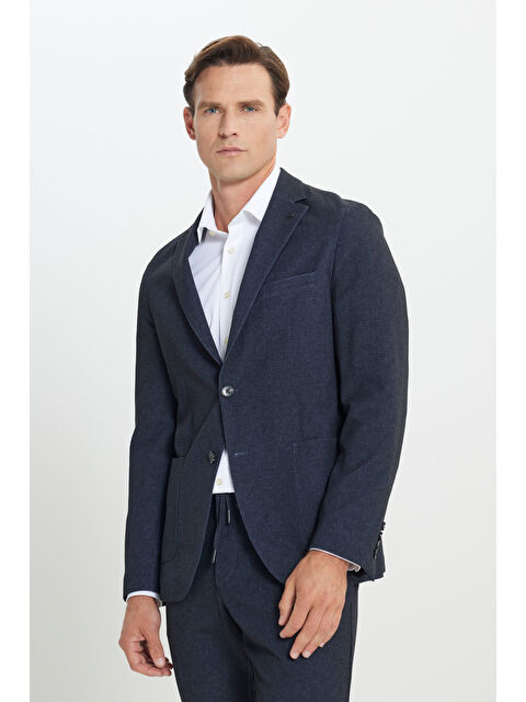 Altınyıldız Classics Erkek Antrasit Slim Fit Dar Kesim Mono Yaka Çizgili Takım Elbise