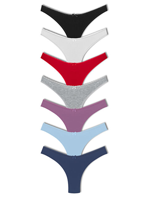 Hnx Pamuklu Yüksek Bel Brazil Kadın Külot 7'li - S000125563-3457