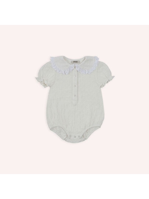 Panço Kız Bebek Yumuşak Dokulu Bebe Yaka Ekru Body Gömlek - S000447136-19965