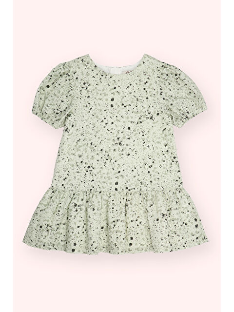 Panço Kız Bebek Desenli Yeşil Elbise - S000393786-18194