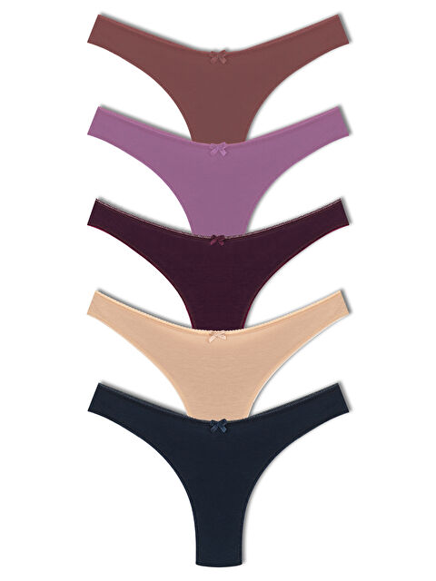 Hnx Pamuklu Yüksek Bel Brazil Kadın Külot 5'li - S000125564-37351