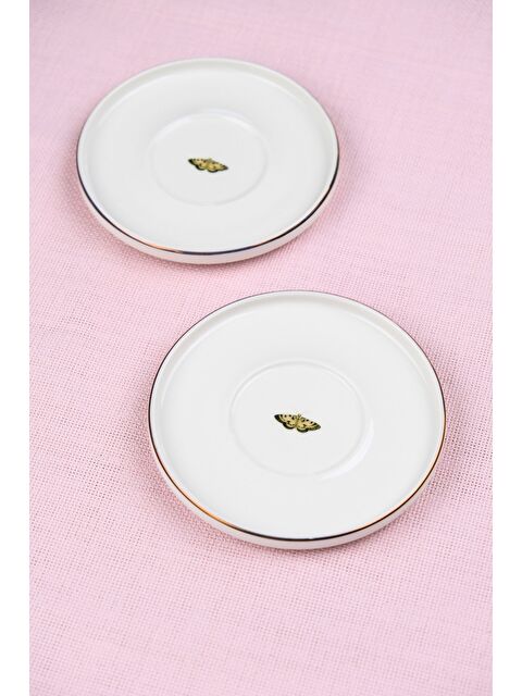 TABAK EVİ Porselen Natura Altın Yaldız Çay Tabağı Kelebek 12,5cm 2 li - S000459496-37243