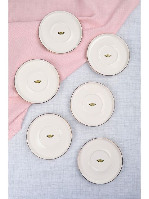 TABAK EVİ Porselen Natura Altın Yaldız Çay Tabağı Kelebek 12,5cm 6 lı - S000459502-37243