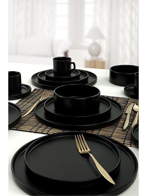 Keramika Mat Siyah Yemek/Kahvaltı Takımı  20 Parça 4 Kişilik - S000028048-22238