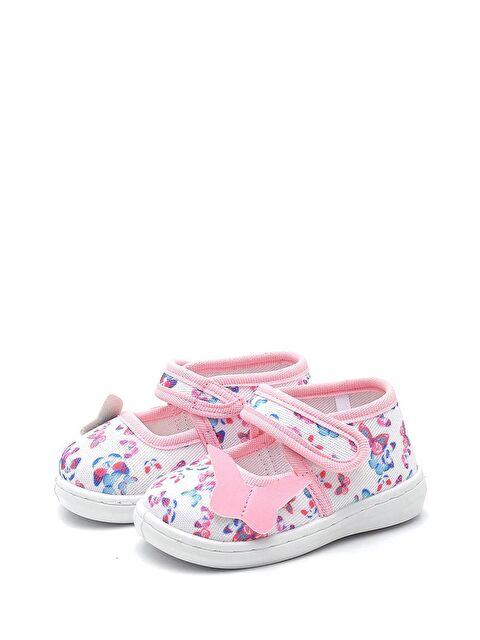 First Step Kelebek Desenli Keten Çocuk Ayakkabı-PEMBE-F-4007 - S000048566-20045