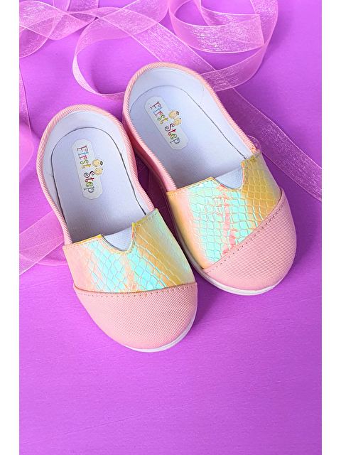 First Step Balık Pullu Keten Çocuk Ayakkabısı-Pudra-F-484 - S000048565-23490