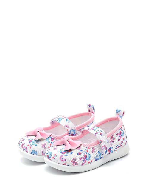 First Step Kurdeleli Kelebek Desenli Keten Çocuk Ayakkabı-PEMBE-F-4006 - S000048564-20045