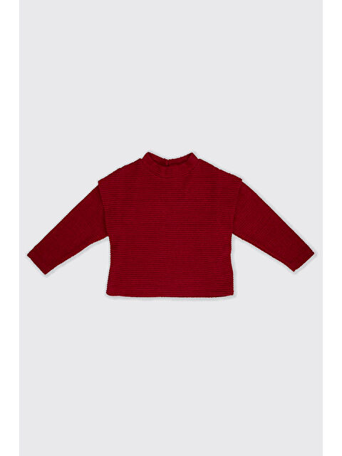Panço Kız Çocuk Dokulu Kırmızı Örme Triko - S000333710-20045
