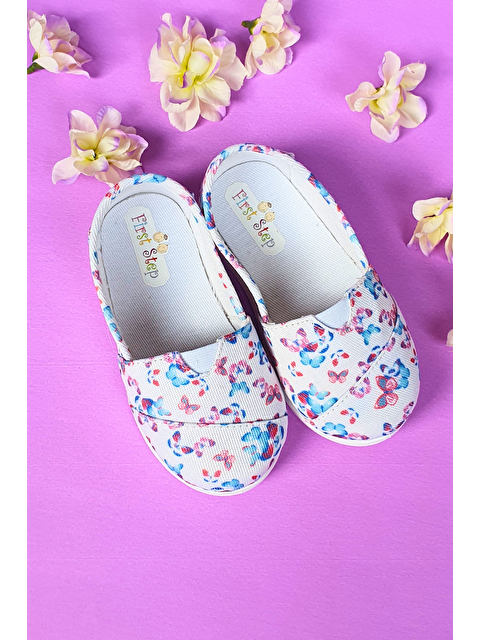 First Step Kelebek Desenli Çocuk Keten Babet Ayakkabı-F-488 - S000048570-20063