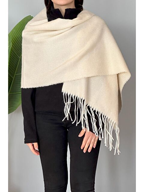 Remsa Mayo Püsküllü Buklet Atkı Şal 45X200 cm 1285 Bej - S000121385-19928