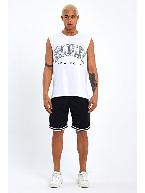 Süperlife Bisiklet Yaka Regular Fit  Brooklyn Baskılı Kolsuz Erkek Kolsuz Tişört SPR22TS116 - S000013527-18645