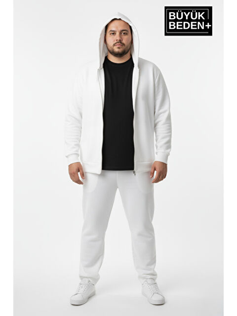 Süperlife Erkek Büyük Beden Fermuarlı Kapüşonlu ince Sweatshirt Hırka - Rahat Kalıp SPR26BHR960 - S000481022-19965
