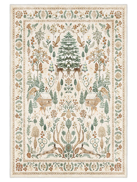 Homefesto Dekoratif Özel Tasarım Yıkanabilir İnce Kaymaz Tabanlı Modern Halı KECE FR25 - S000354069-19928