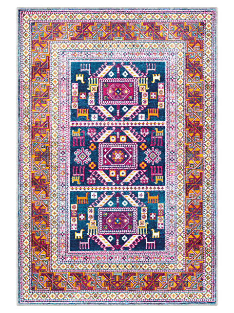 Homefesto Dekoratif Özel Tasarım Yıkanabilir İnce Kaymaz Tabanlı Modern Halı KECE FR23 - S000354554-20013