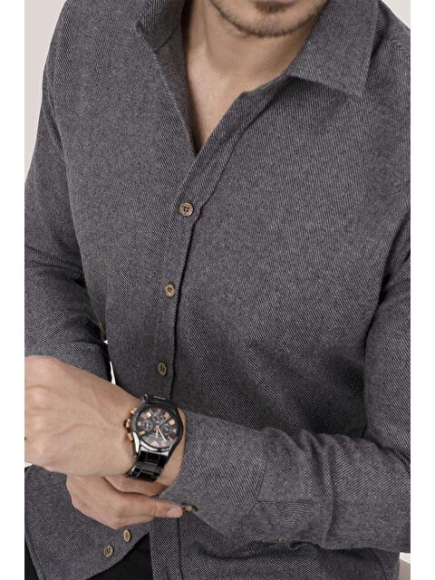 Etikmen Füme Düz Slimfit %100 Pamuk Erkek Oduncu Gömlek - S000120666-33408