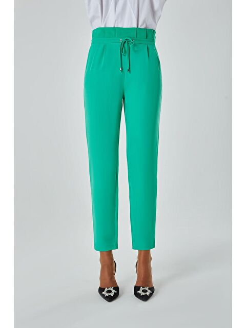 Mizalle Beli Pileli Yeşil Pantolon - S000050009-18194