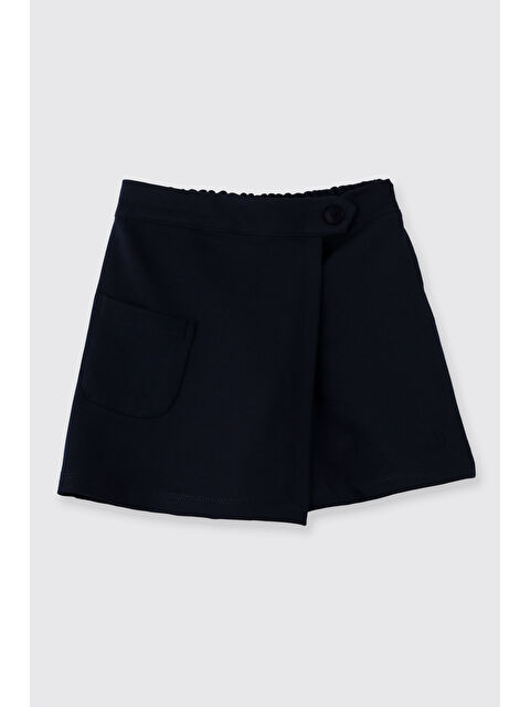 Panço Kız Çocuk Cep Detaylı Beli Yarım Lastikli Lacivert Şort Etek - S000421788-21164
